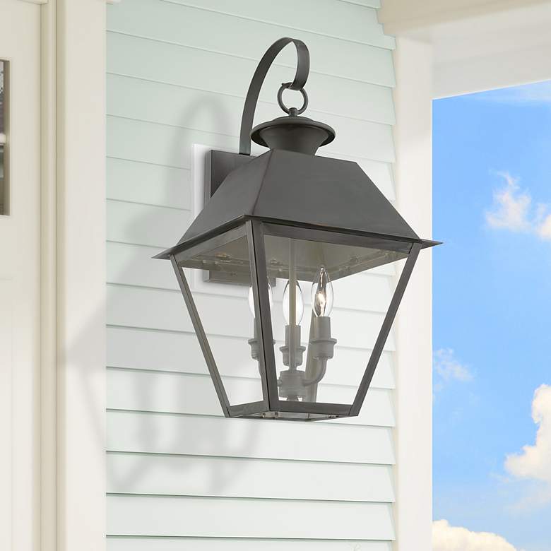 Image 1 Livex Wentworth 22" High Charcoal 3-Light Outdoor Wall Light
