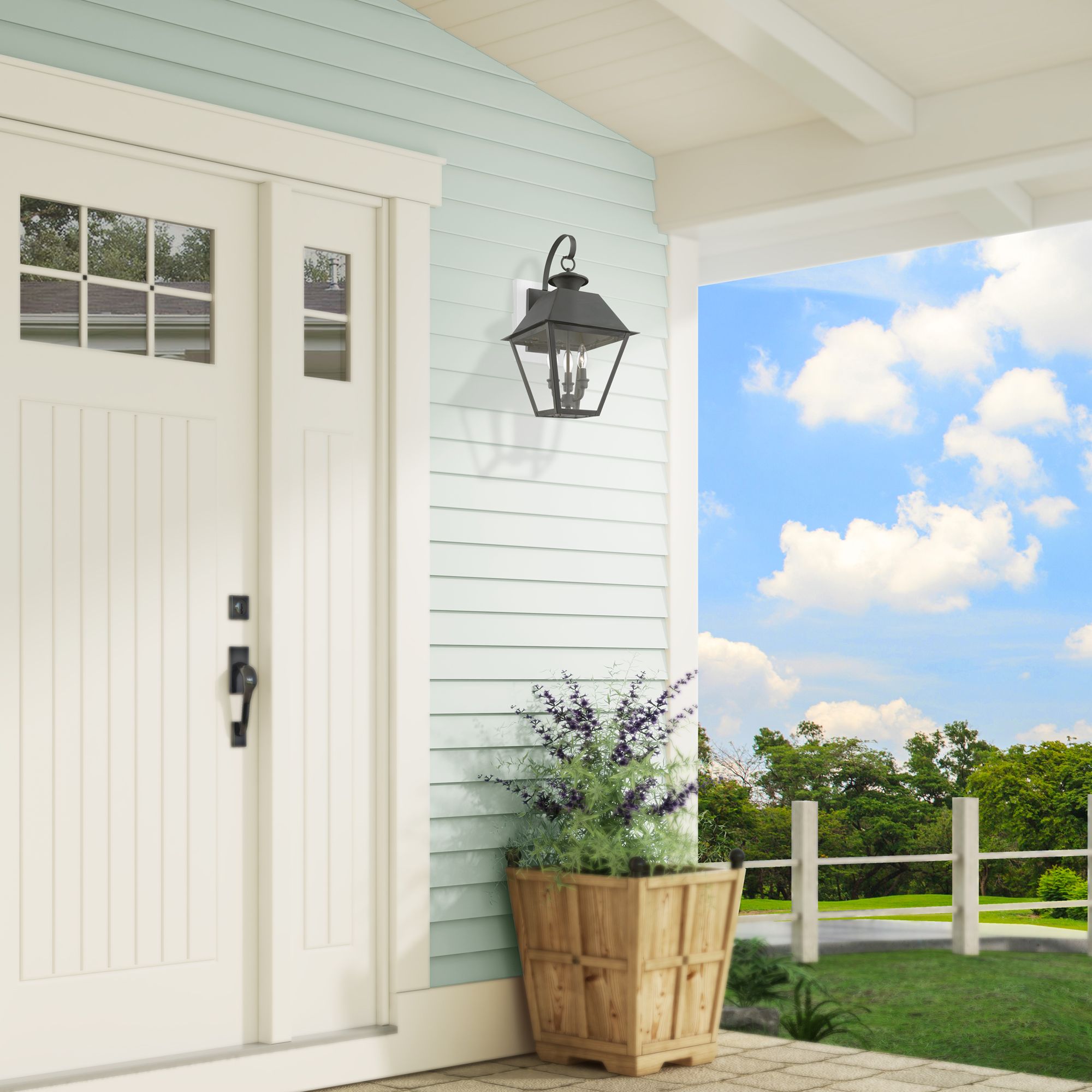 Livex Wentworth 22" High Charcoal 3-Light Outdoor Wall Light