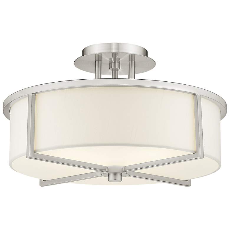Image 2 Livex Wesley 16"W Brushed Nickel 3-Light Drum Ceiling Light