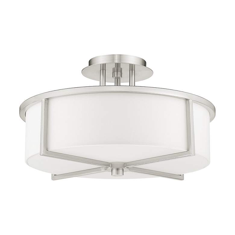 Image 3 Livex Wesley 16"W Brushed Nickel 3-Light Drum Ceiling Light more views
