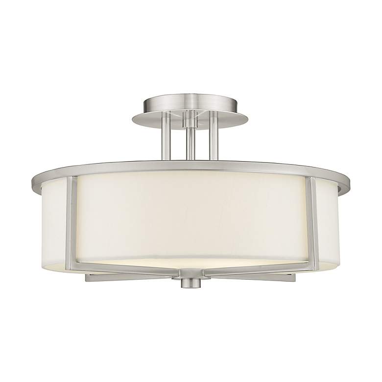 Image 4 Livex Wesley 16"W Brushed Nickel 3-Light Drum Ceiling Light more views