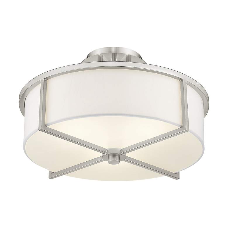 Image 6 Livex Wesley 16"W Brushed Nickel 3-Light Drum Ceiling Light more views