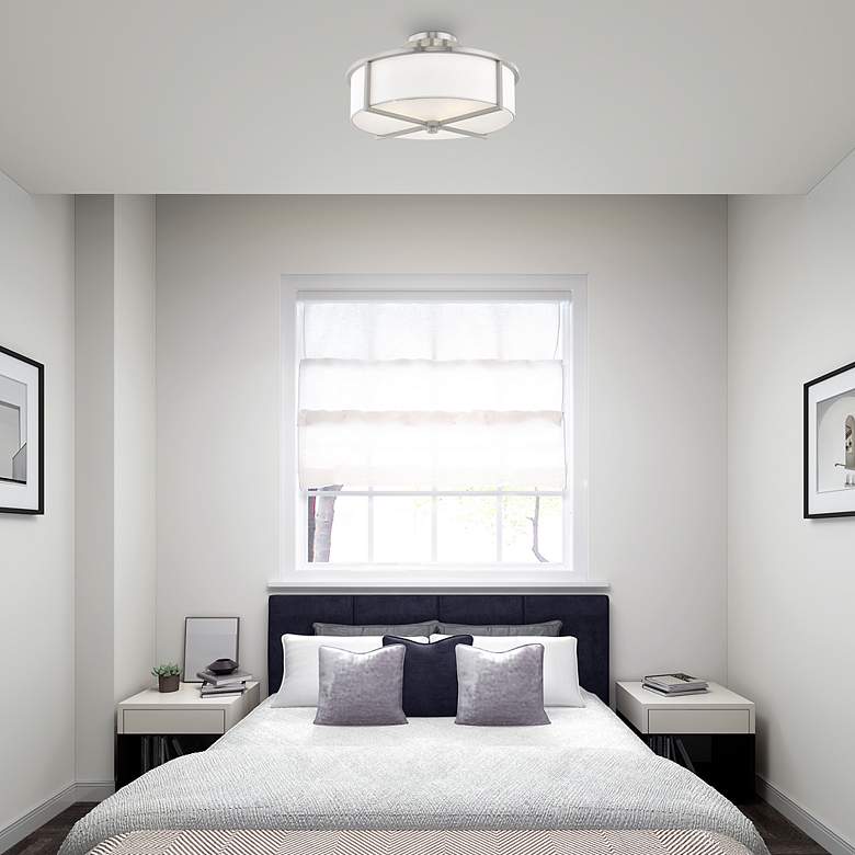 Image 7 Livex Wesley 16"W Brushed Nickel 3-Light Drum Ceiling Light more views