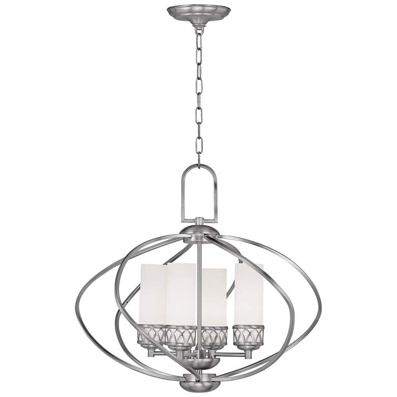 Image 2 Livex Westfield 22 inch Wide 4-Light Brushed Nickel Open Orb Chandelier