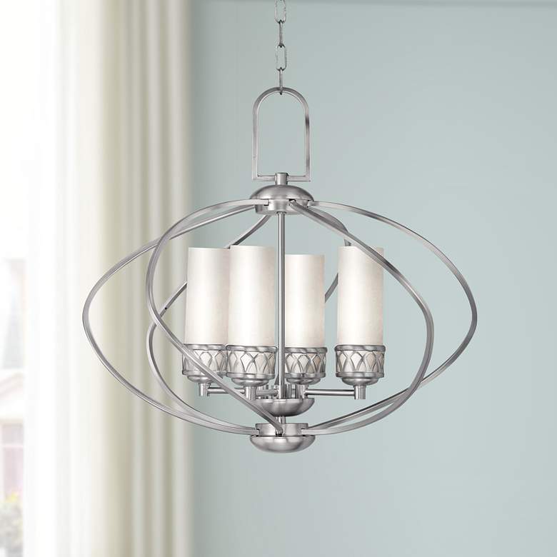 Image 1 Livex Westfield 22 inch Wide 4-Light Brushed Nickel Open Orb Chandelier