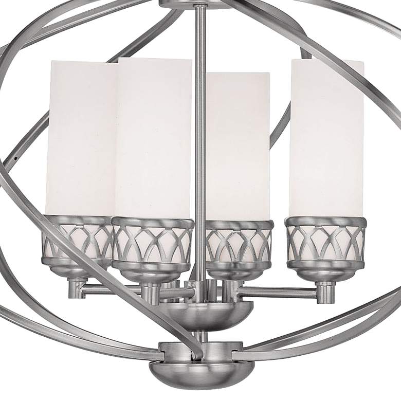 Image 3 Livex Westfield 22 inch Wide 4-Light Brushed Nickel Open Orb Chandelier more views