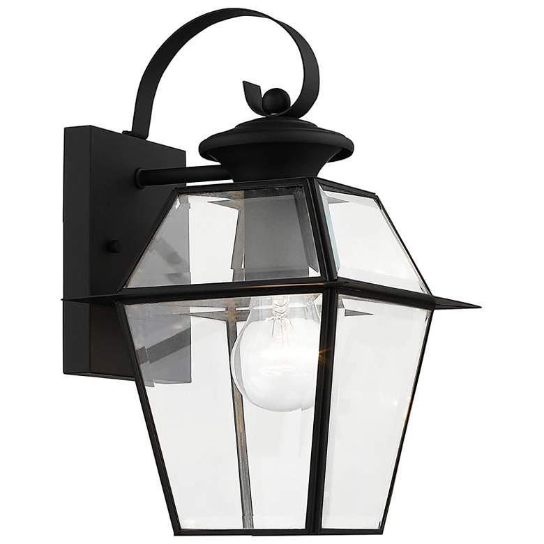Image 3 Livex Westover 12.5" High Black and Glass Outdoor Lantern Wall Light