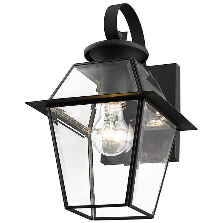 Image 4 Livex Westover 12.5" High Black and Glass Outdoor Lantern Wall Light more views