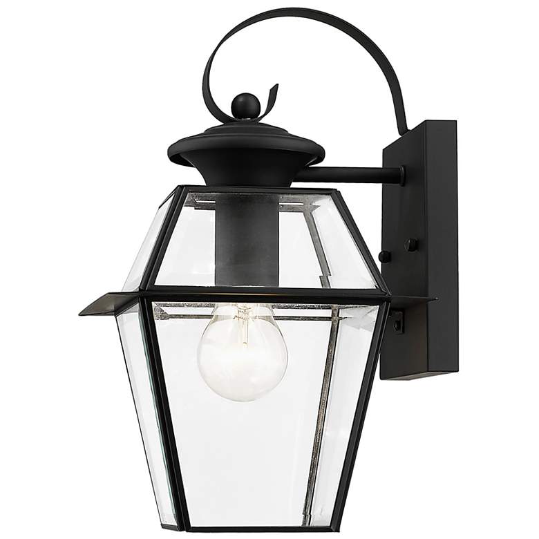 Image 5 Livex Westover 12.5" High Black and Glass Outdoor Lantern Wall Light more views