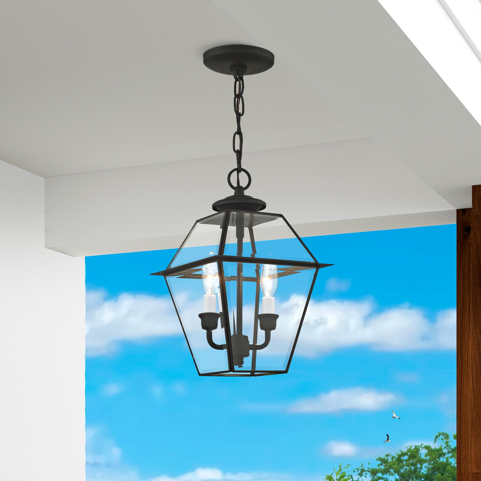 Livex Westover 14" High Black Outdoor Hanging Light in scene
