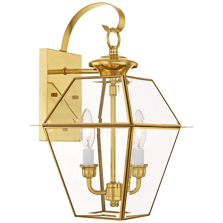 Image 3 Livex Westover 16 1/2" 2-Light Polished Brass Outdoor Wall Light