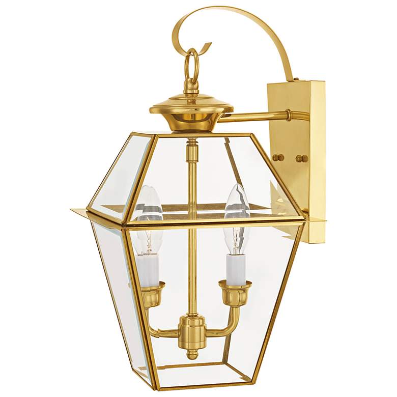 Image 7 Livex Westover 16 1/2" 2-Light Polished Brass Outdoor Wall Light more views