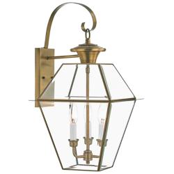 Livex Westover 22 1/2" Antique Brass 3-Light Outdoor Wall Light
