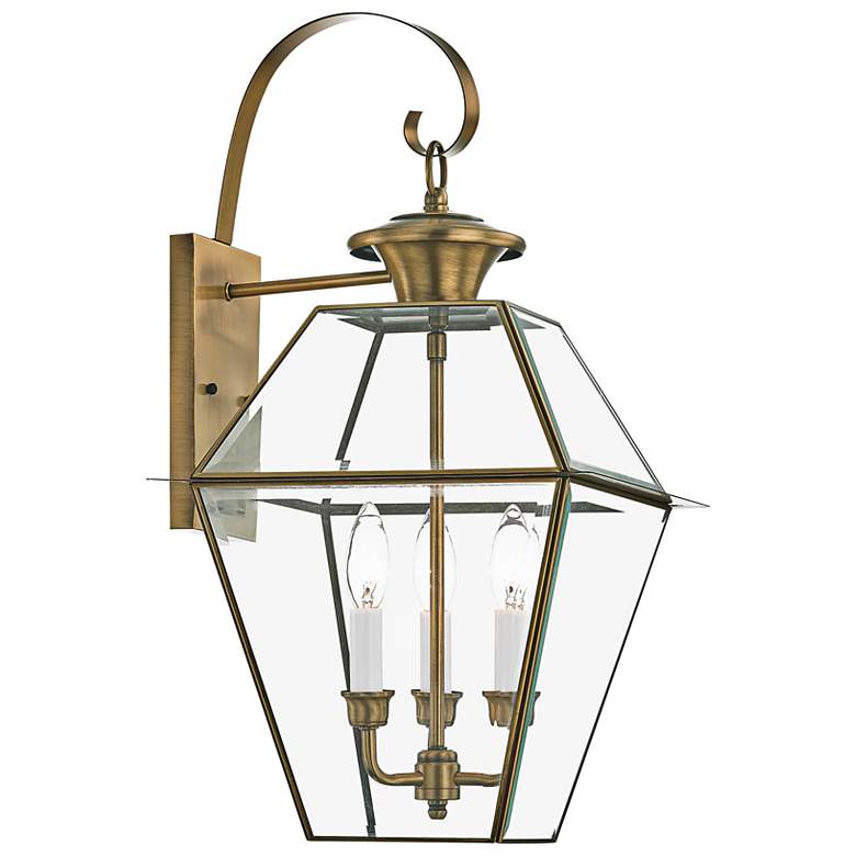 Image 5 Livex Westover 22 1/2" Antique Brass 3-Light Outdoor Wall Light more views