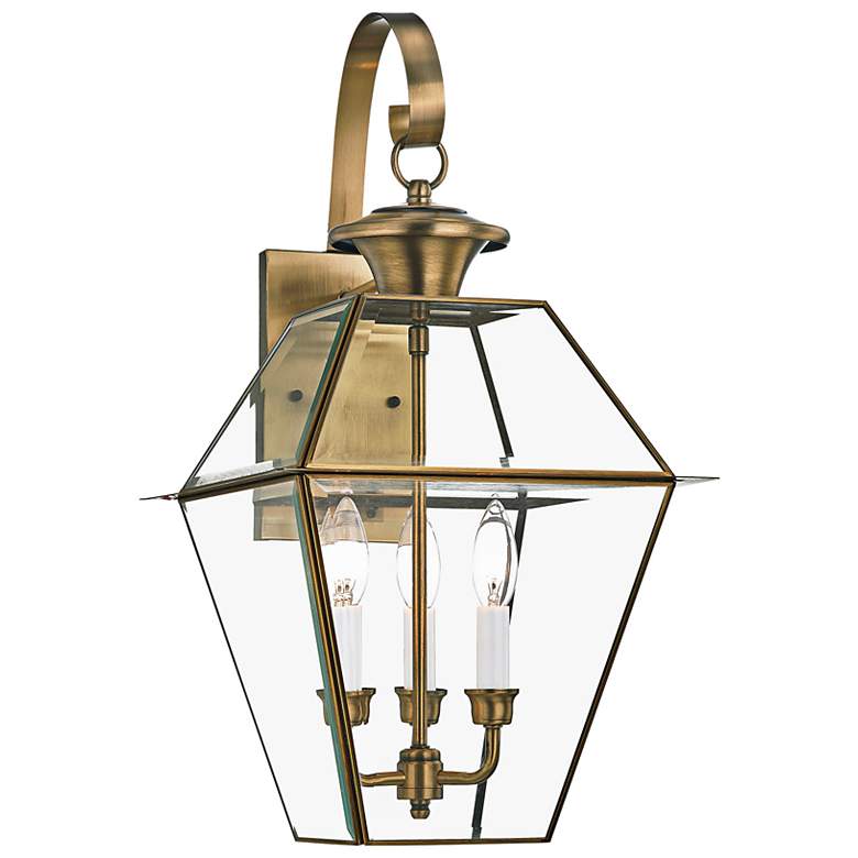 Image 6 Livex Westover 22 1/2" Antique Brass 3-Light Outdoor Wall Light more views