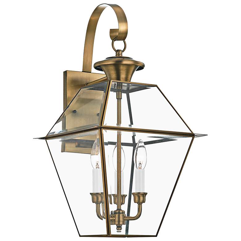 Image 7 Livex Westover 22 1/2" Antique Brass 3-Light Outdoor Wall Light more views