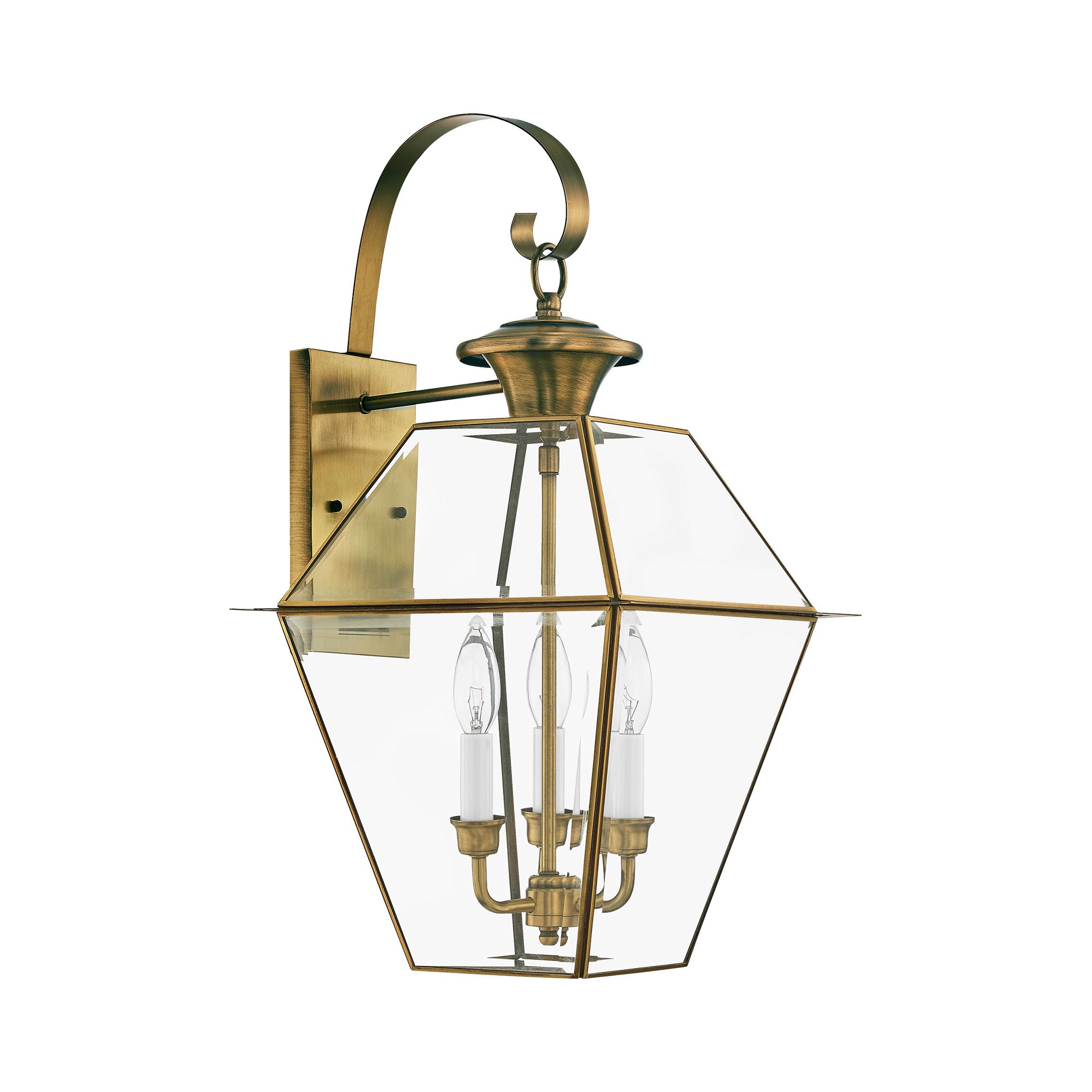 Livex Westover 22 1/2" Antique Brass 3-Light Outdoor Wall Light in scene
