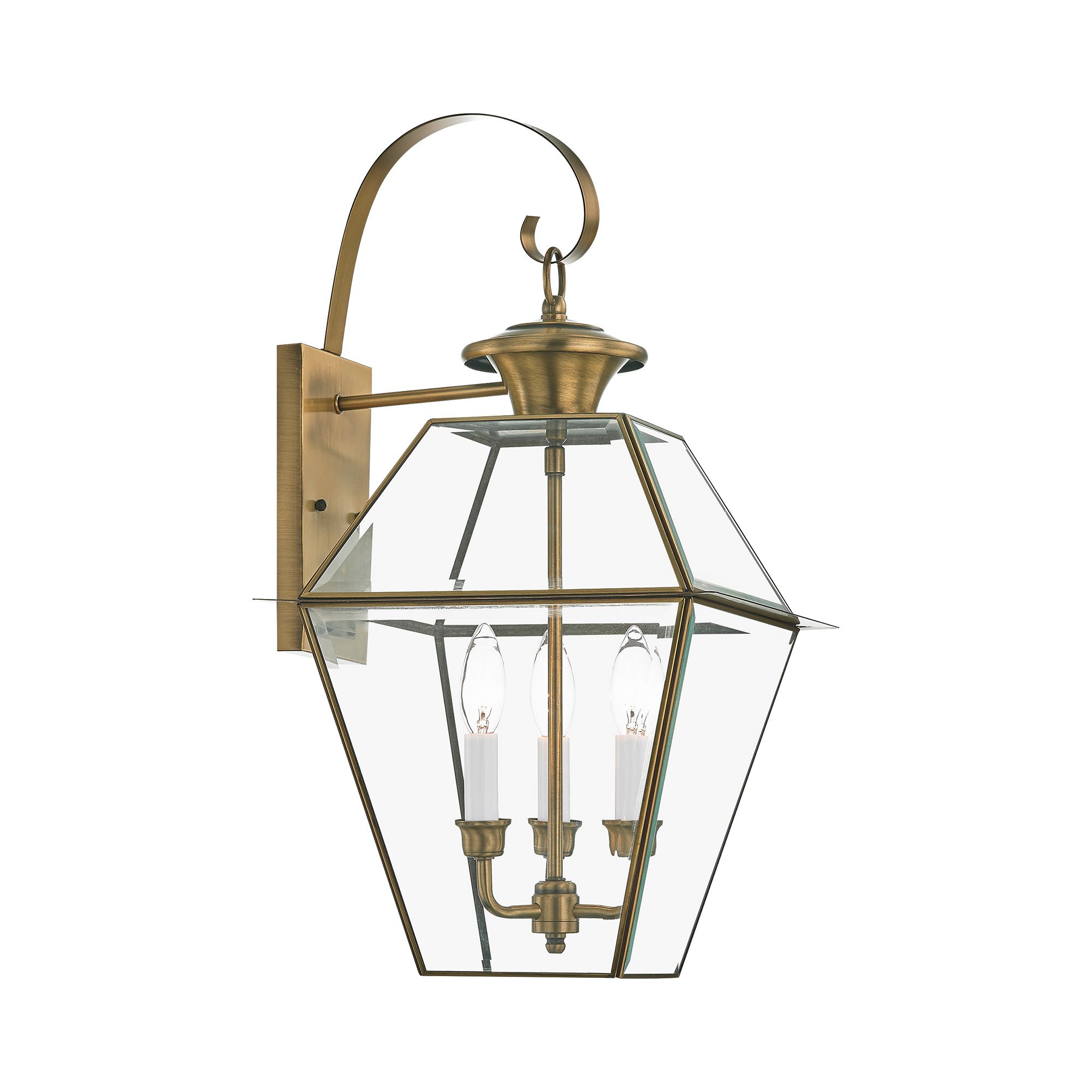 Livex Westover 22 1/2" Antique Brass 3-Light Outdoor Wall Light in scene