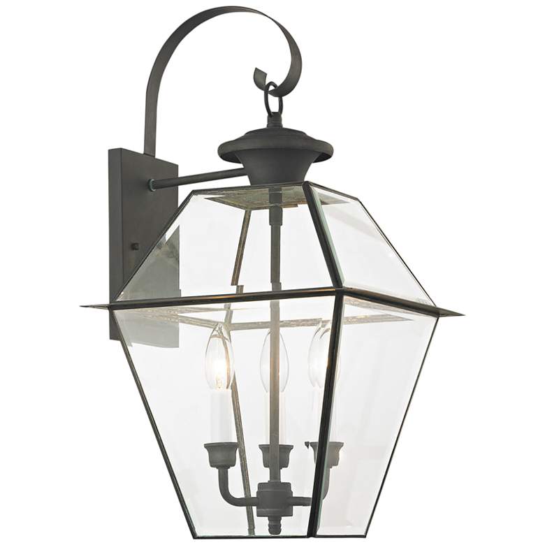 Image 2 Livex Westover 22 1/2" Charcoal 3-Light Outdoor Lantern Wall Light