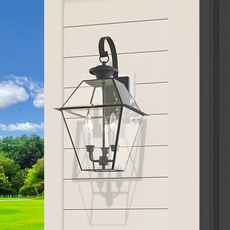 Image 1 Livex Westover 22 1/2" Charcoal 3-Light Outdoor Lantern Wall Light