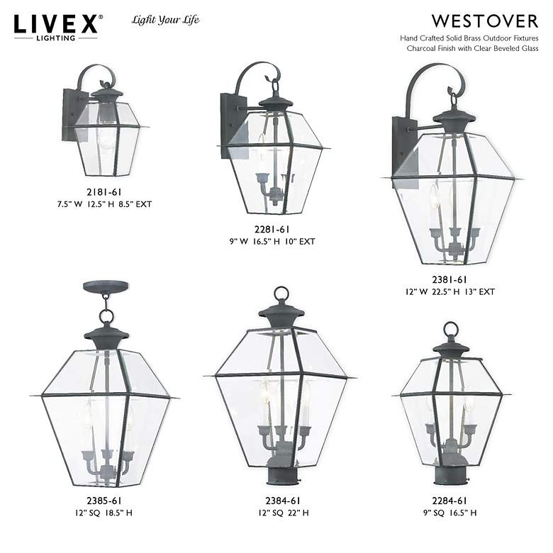 Image 7 Livex Westover 22 1/2" Charcoal 3-Light Outdoor Lantern Wall Light more views