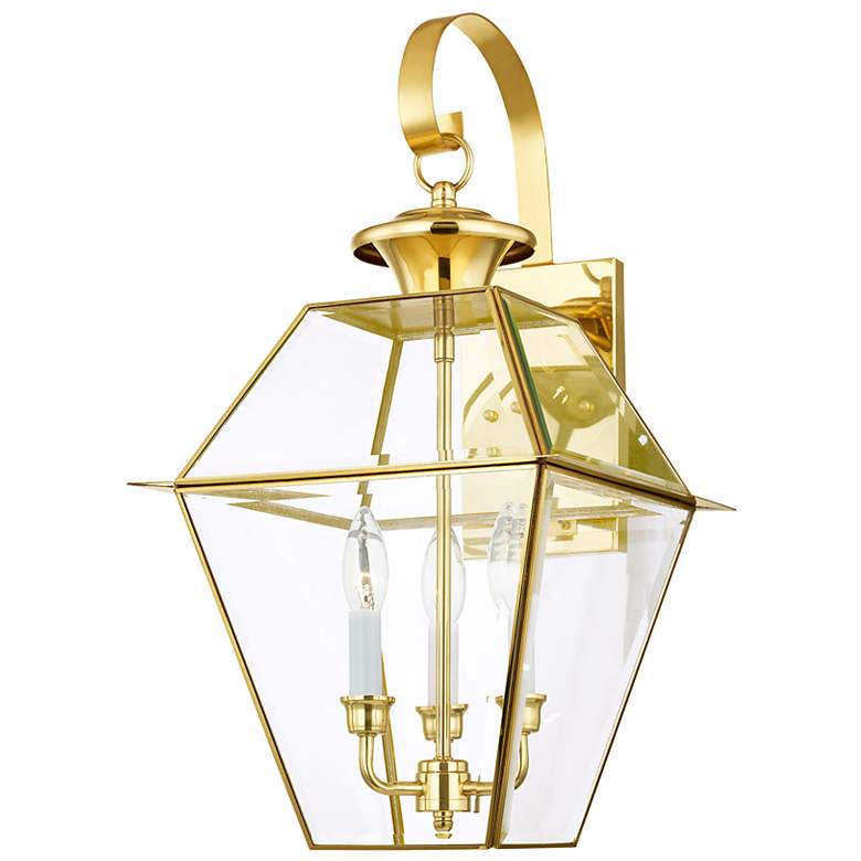 Image 6 Livex Westover 22 1/2" High Polished Brass 3-Light Outdoor Wall Light more views