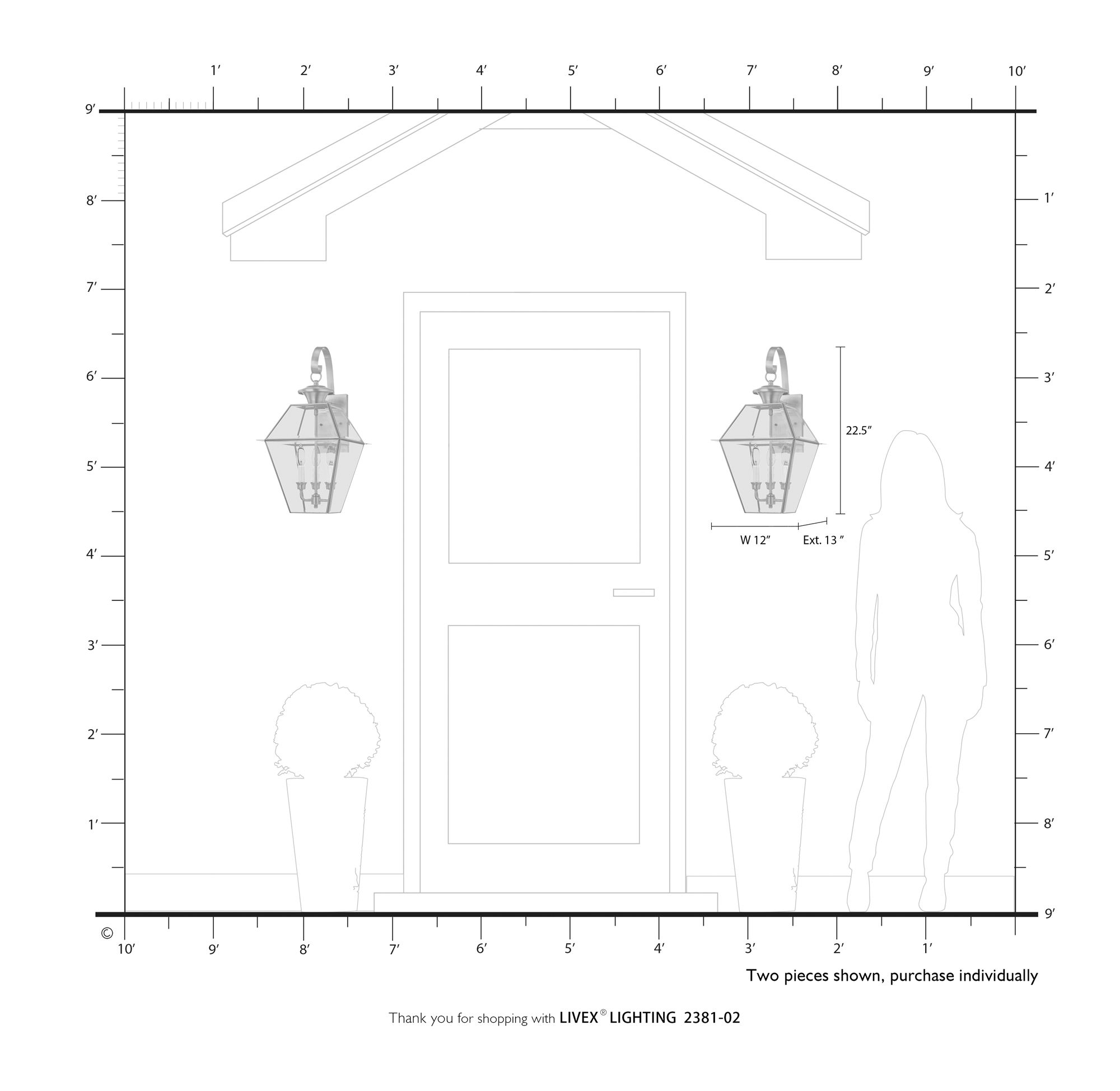 Livex Westover 22 1/2" High Polished Brass 3-Light Outdoor Wall Light