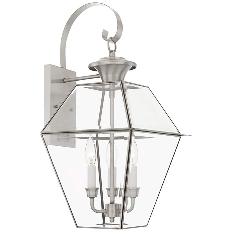 Image 2 Livex Westover 22 1/2"H Brushed Nickel 3-Light Outdoor Wall Light