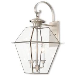 Livex Westover 22 1/2"H Brushed Nickel 3-Light Outdoor Wall Light