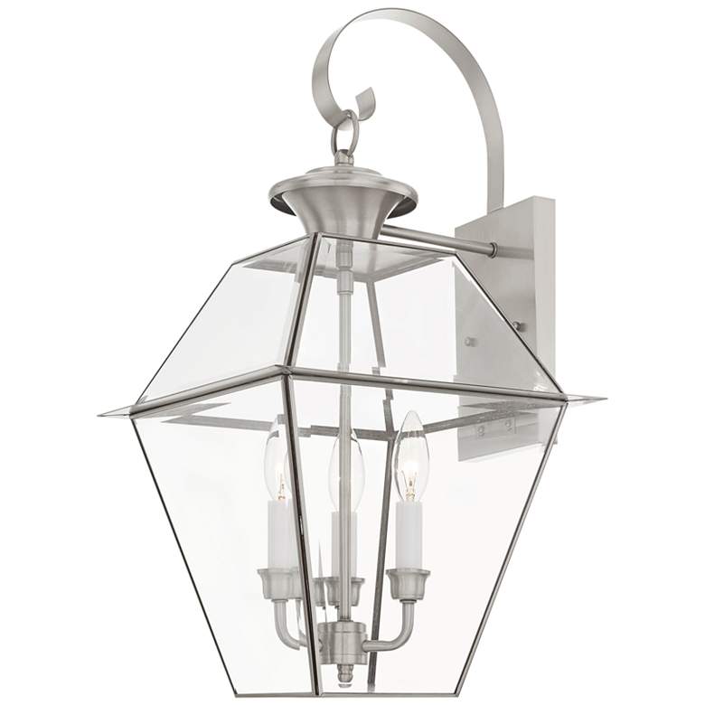 Image 6 Livex Westover 22 1/2"H Brushed Nickel 3-Light Outdoor Wall Light more views