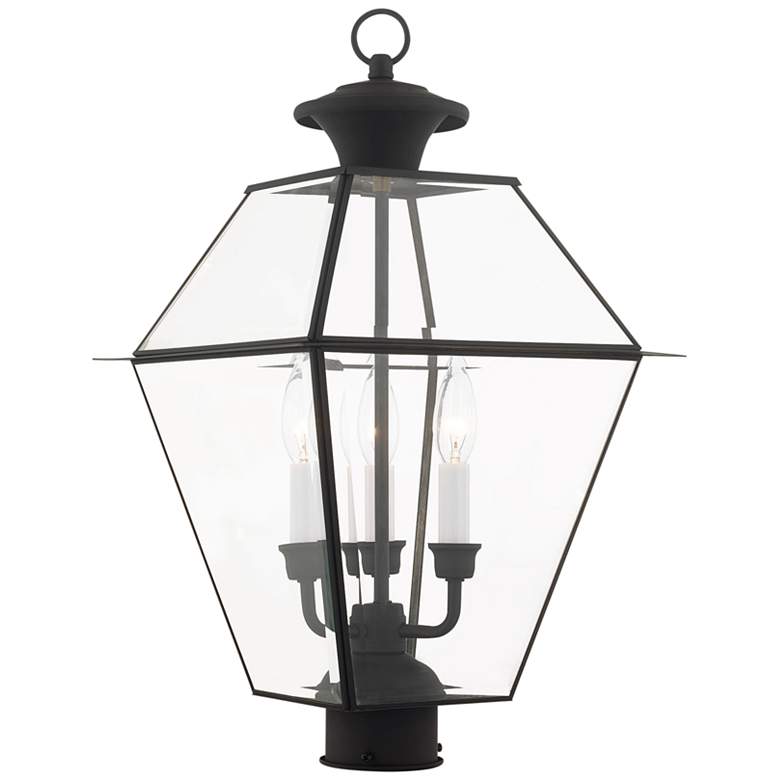 Image 2 Livex Westover 22" High Black and Clear Glass Traditional Post Light