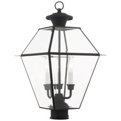Livex Westover 22&quot; High Black and Clear Glass Traditional Post Light