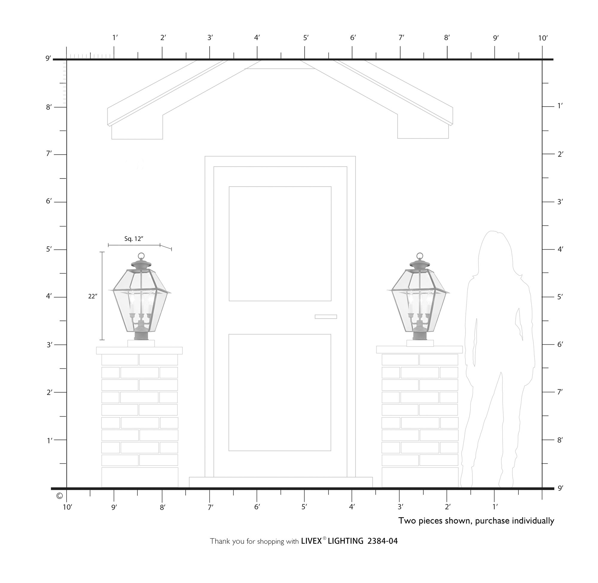 Livex Westover 22" High Black and Clear Glass Traditional Post Light