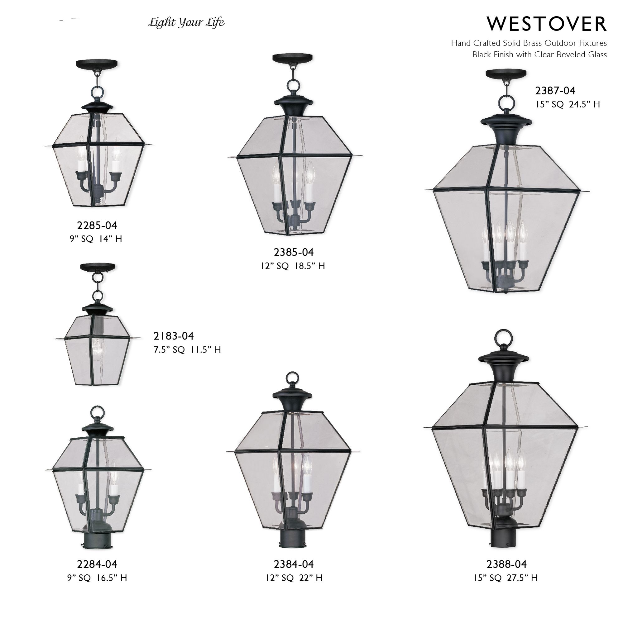 Livex Westover 22" High Black and Clear Glass Traditional Post Light