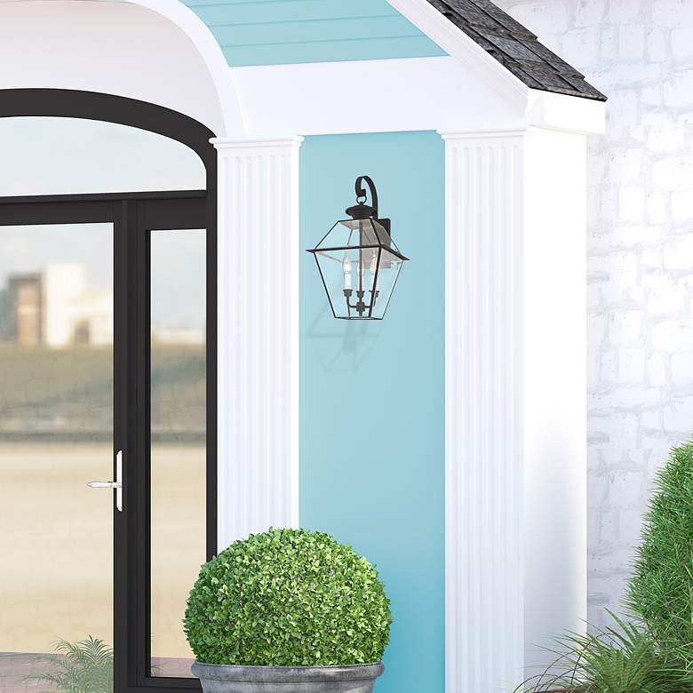 Image 5 Livex Westover 23 1/4" Black and Clear Glass Outdoor Lantern Light more views