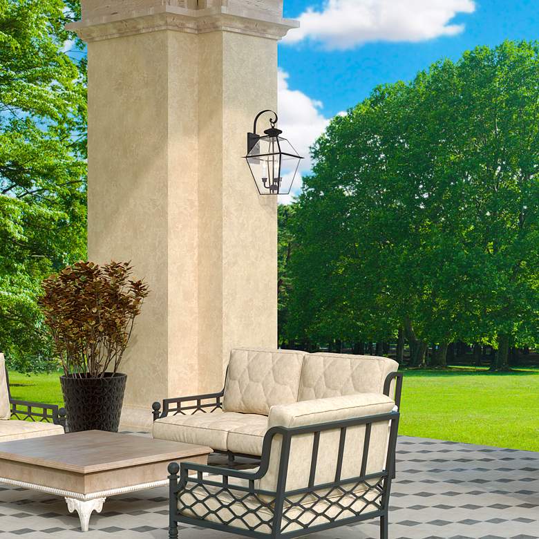 Image 6 Livex Westover 23 1/4" Black and Clear Glass Outdoor Lantern Light more views