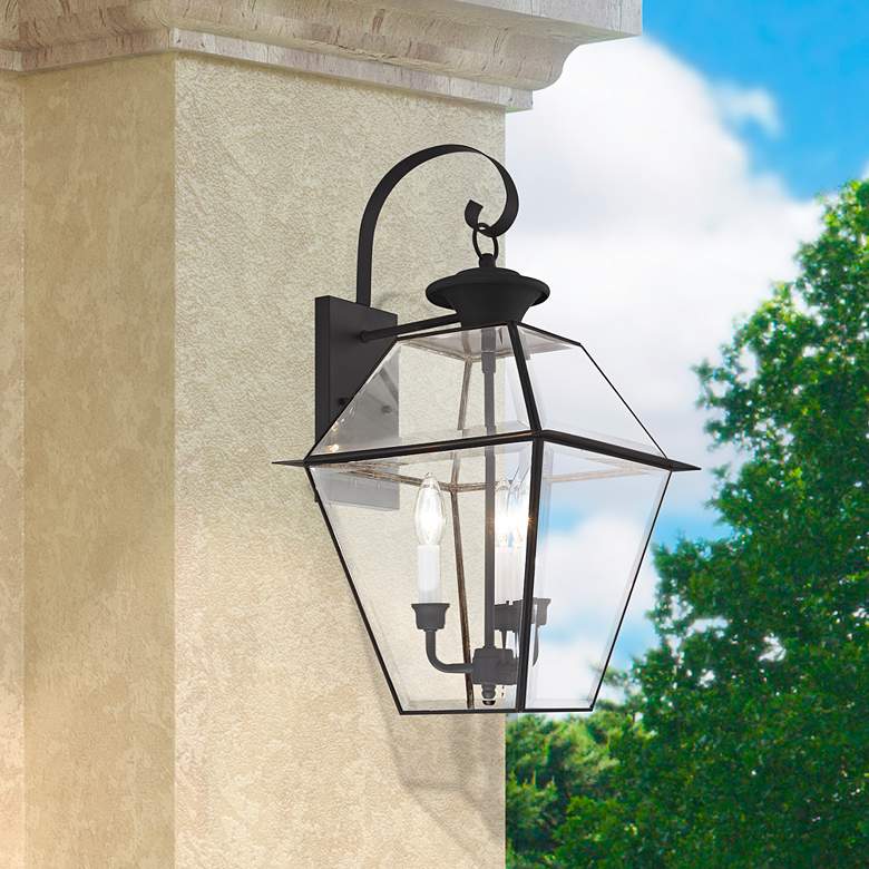 Image 7 Livex Westover 23 1/4" Black and Clear Glass Outdoor Lantern Light more views