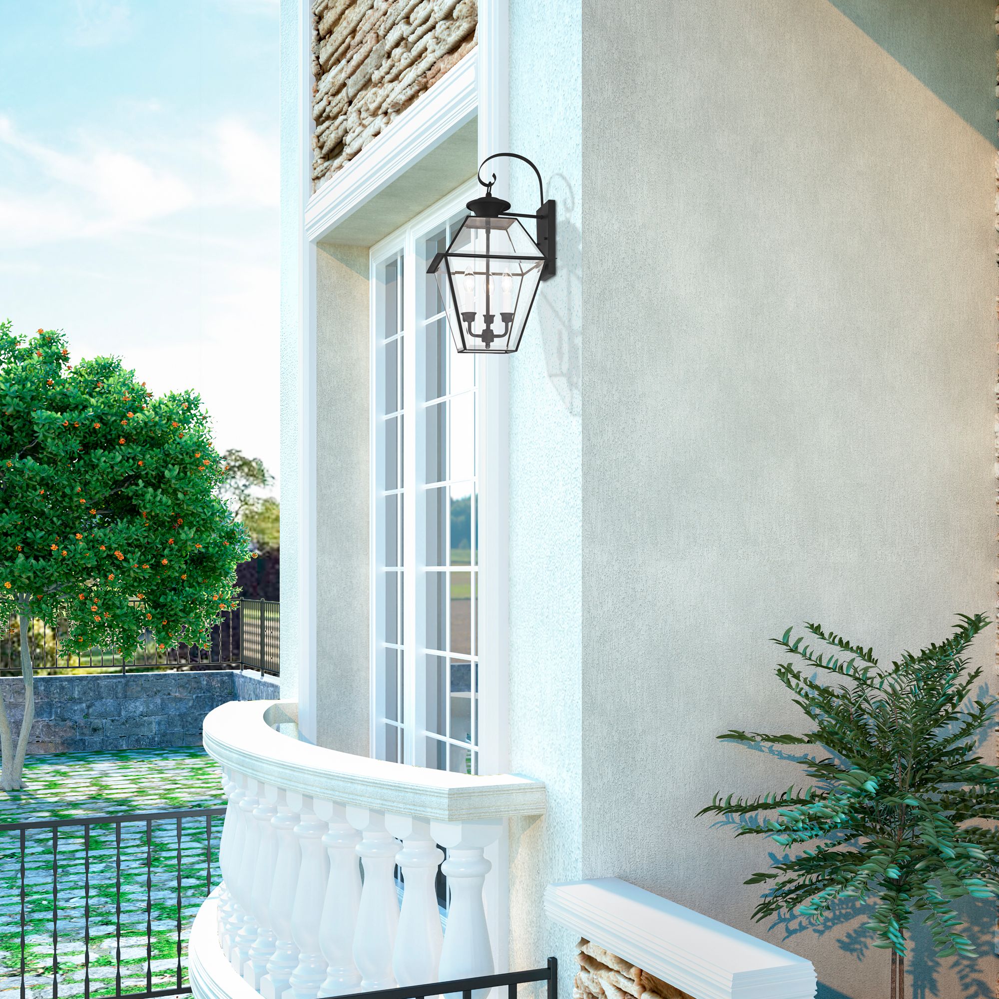 Livex Westover 23 1/4" Black and Clear Glass Outdoor Lantern Light