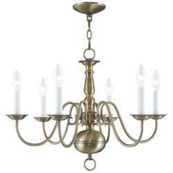 Livex Williamsburgh 24"W Antique Brass 6-Light Chandelier