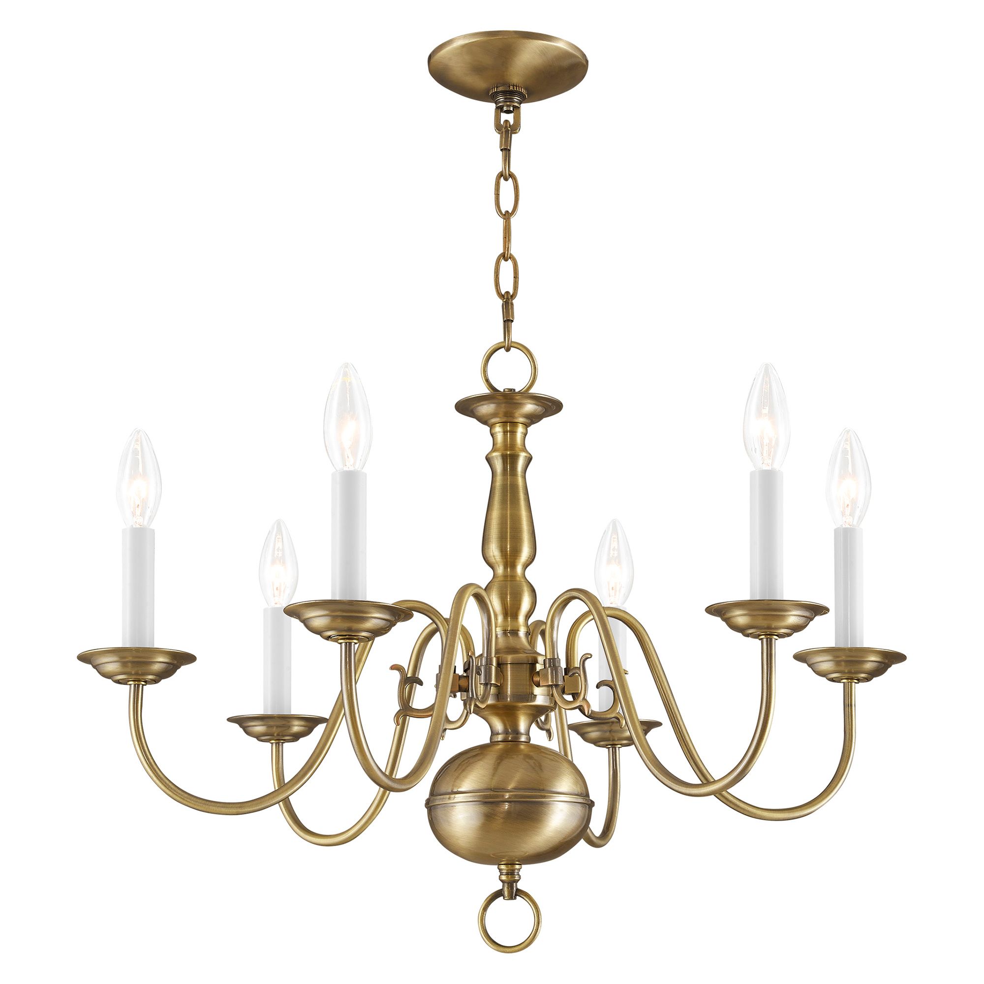 Image 3 Livex Williamsburgh 24"W Antique Brass 6-Light Chandelier more views