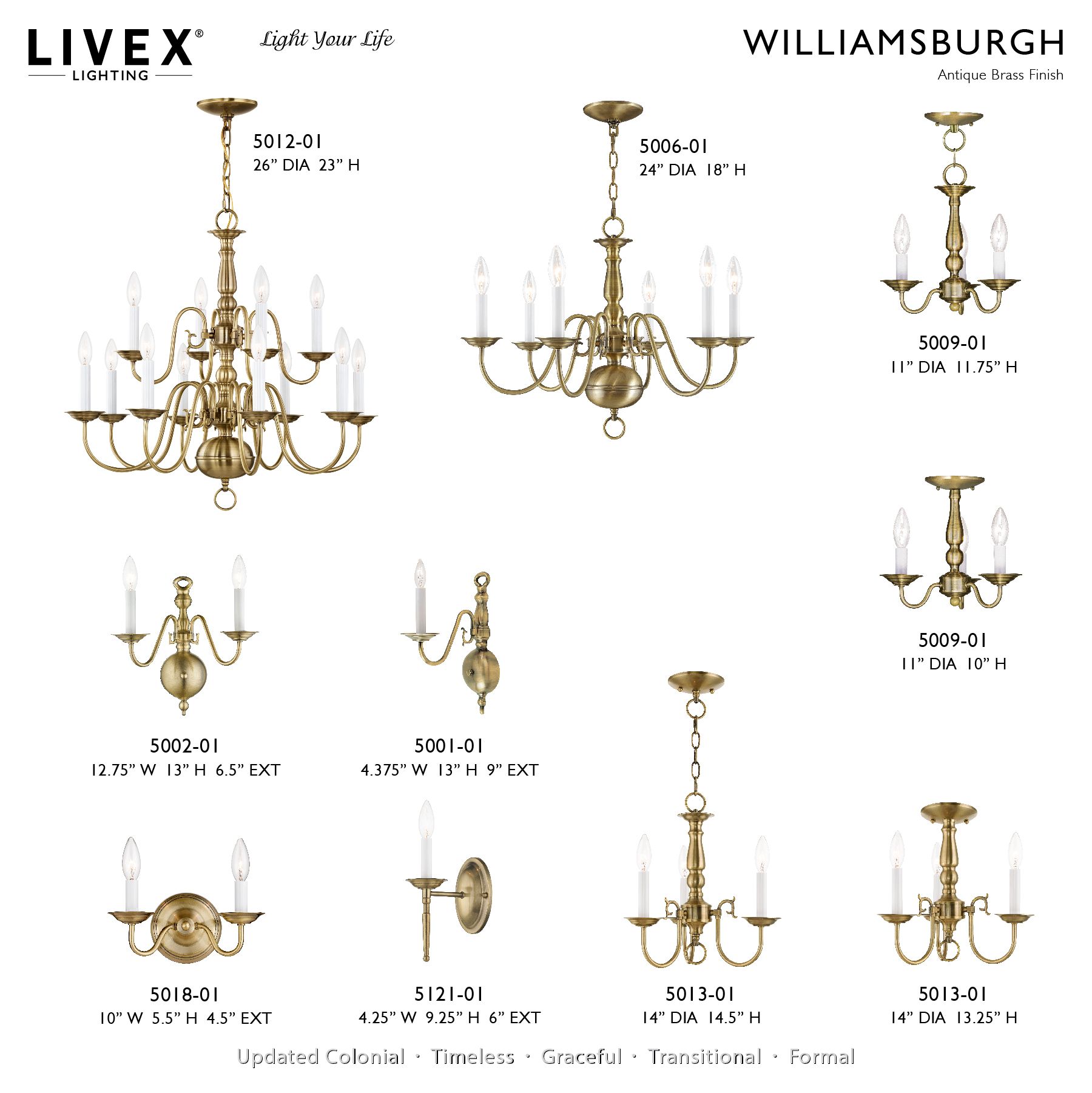Image 6 Livex Williamsburgh 24"W Antique Brass 6-Light Chandelier more views