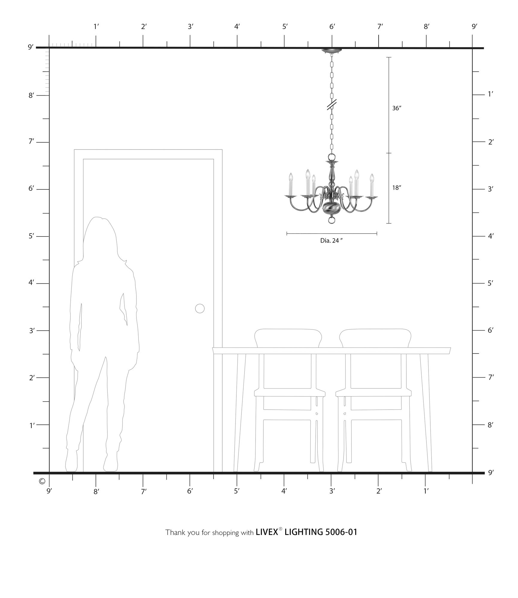 Livex Williamsburgh 24"W Antique Brass 6-Light Chandelier