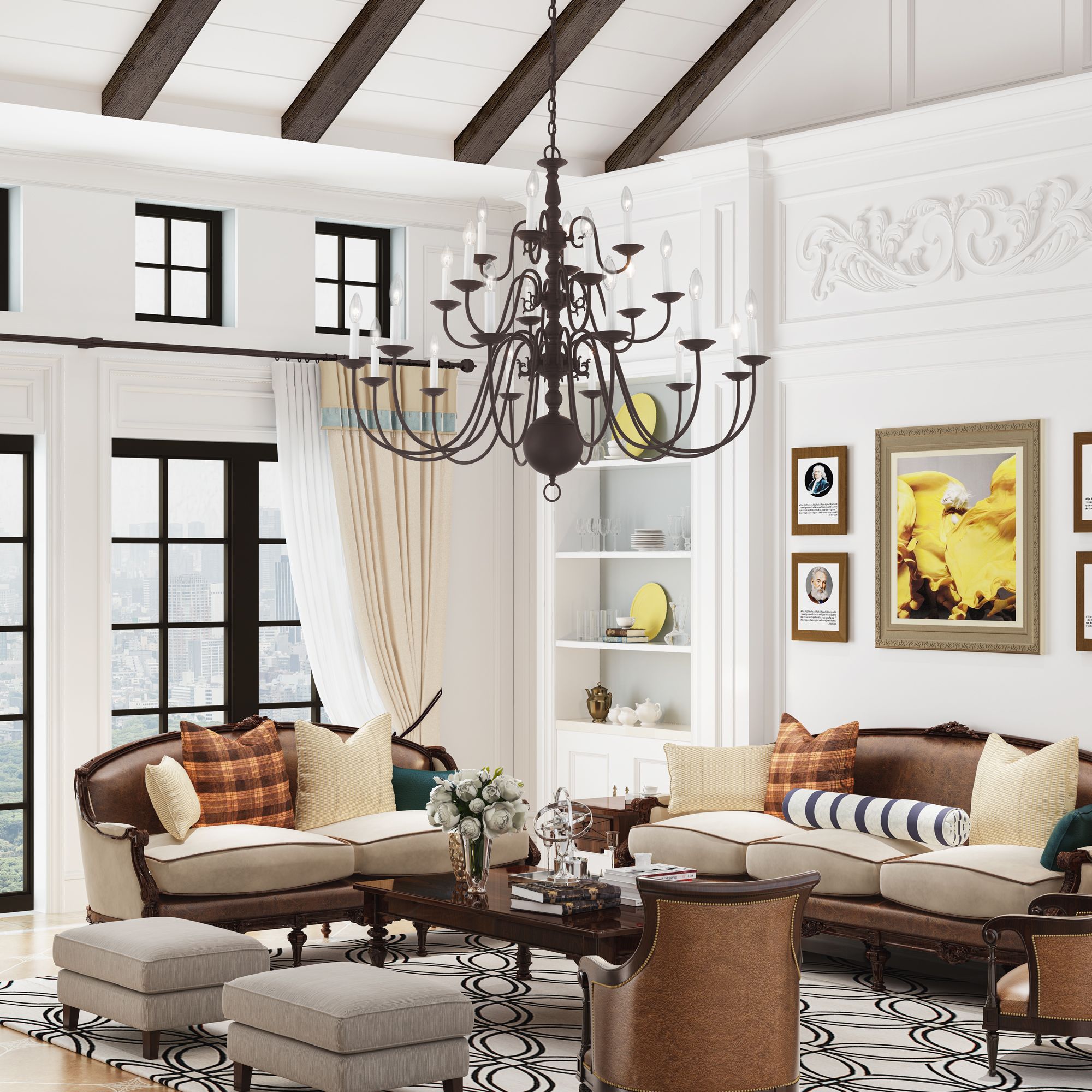 Livex Williamsburgh 42" Wide Bronze 22-Light Chandelier