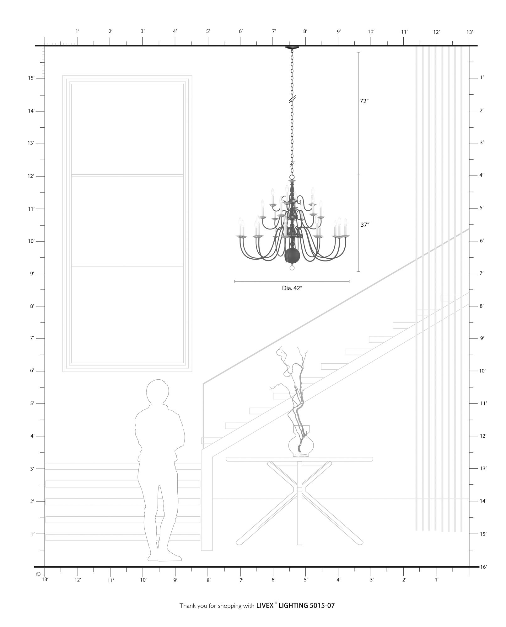 Livex Williamsburgh 42" Wide Bronze 22-Light Chandelier