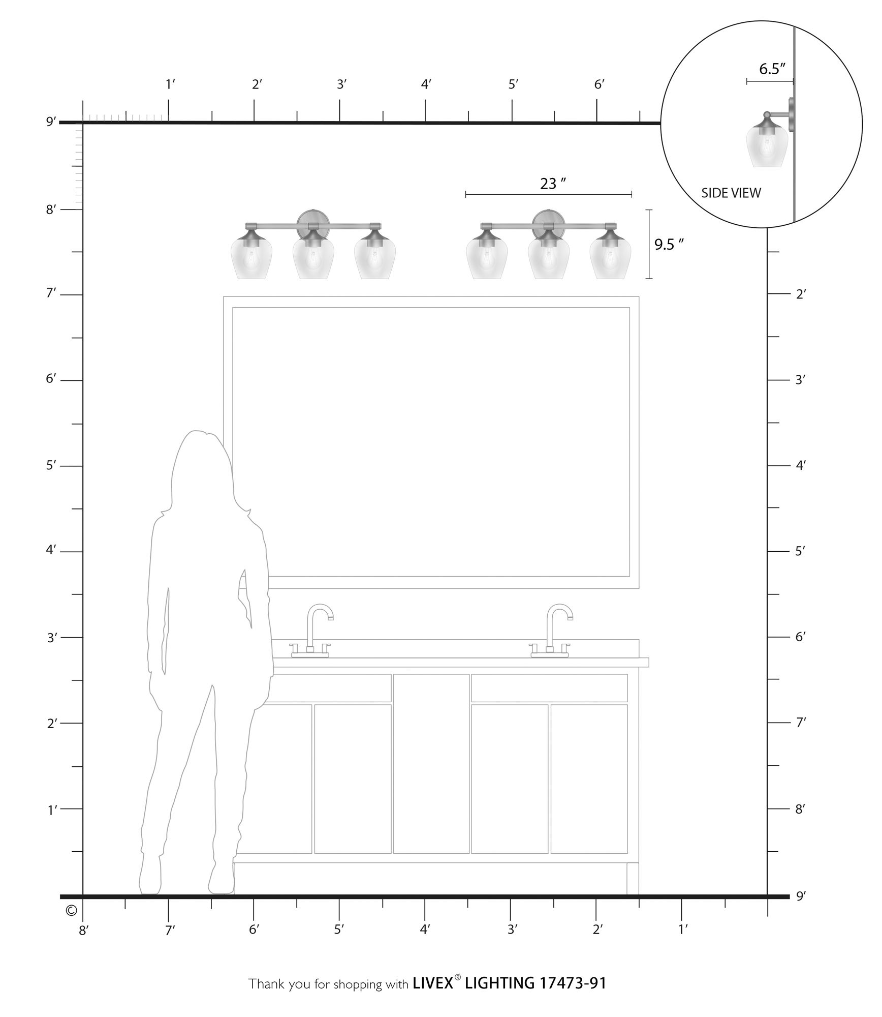 Livex Willow 23" Wide Brushed Nickel 3-Light Bath Light