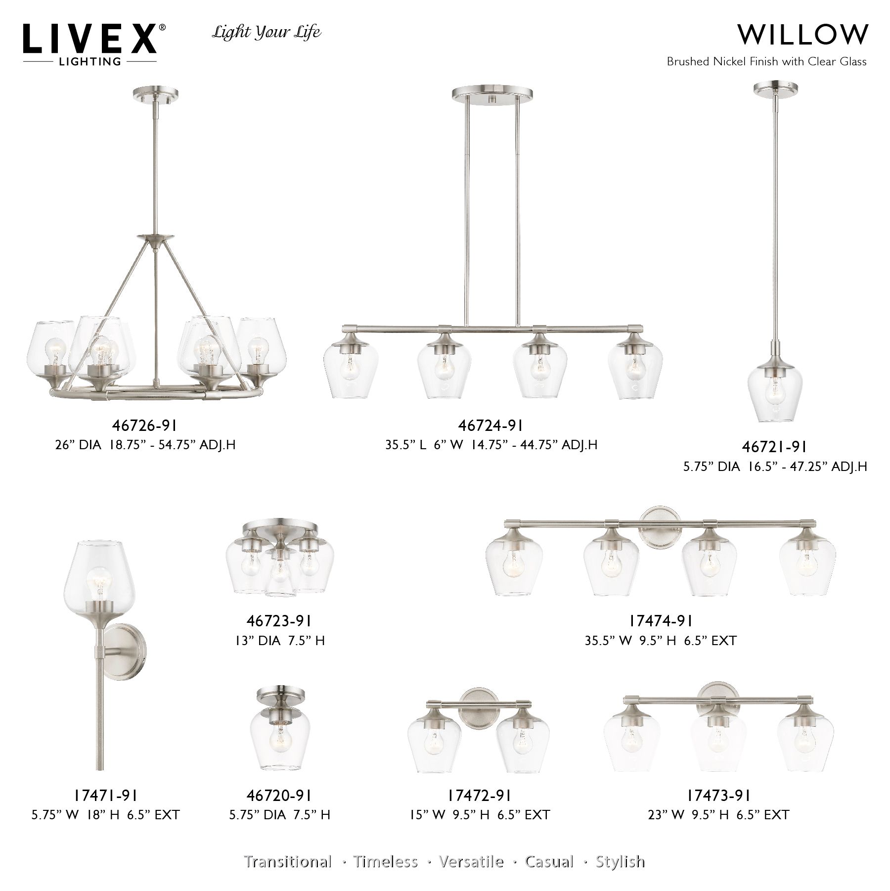 Livex Willow 23" Wide Brushed Nickel 3-Light Bath Light