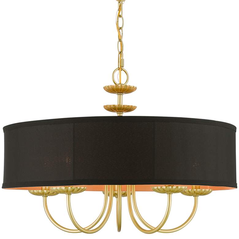 Image 3 Livex Winchester 23 inch Wide 5-Light Soft Gold Drum Pendant Chandelier