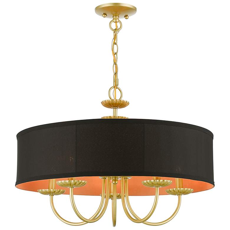 Image 4 Livex Winchester 23" Wide 5-Light Soft Gold Drum Pendant Chandelier more views