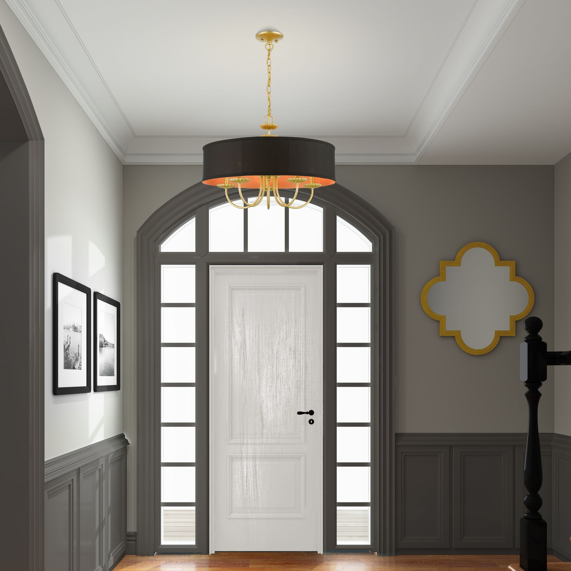 Livex Winchester 23" Wide 5-Light Soft Gold Drum Pendant Chandelier in scene