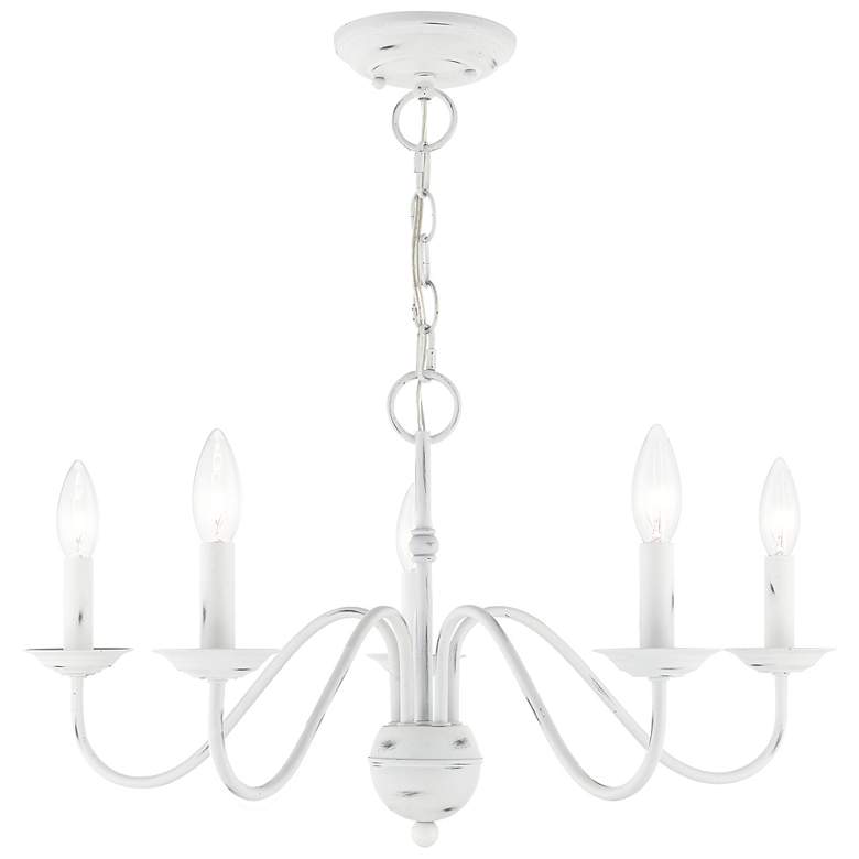 Image 1 Livex Windsor 24" Wide 5-Light Traditional Antique White Chandelier
